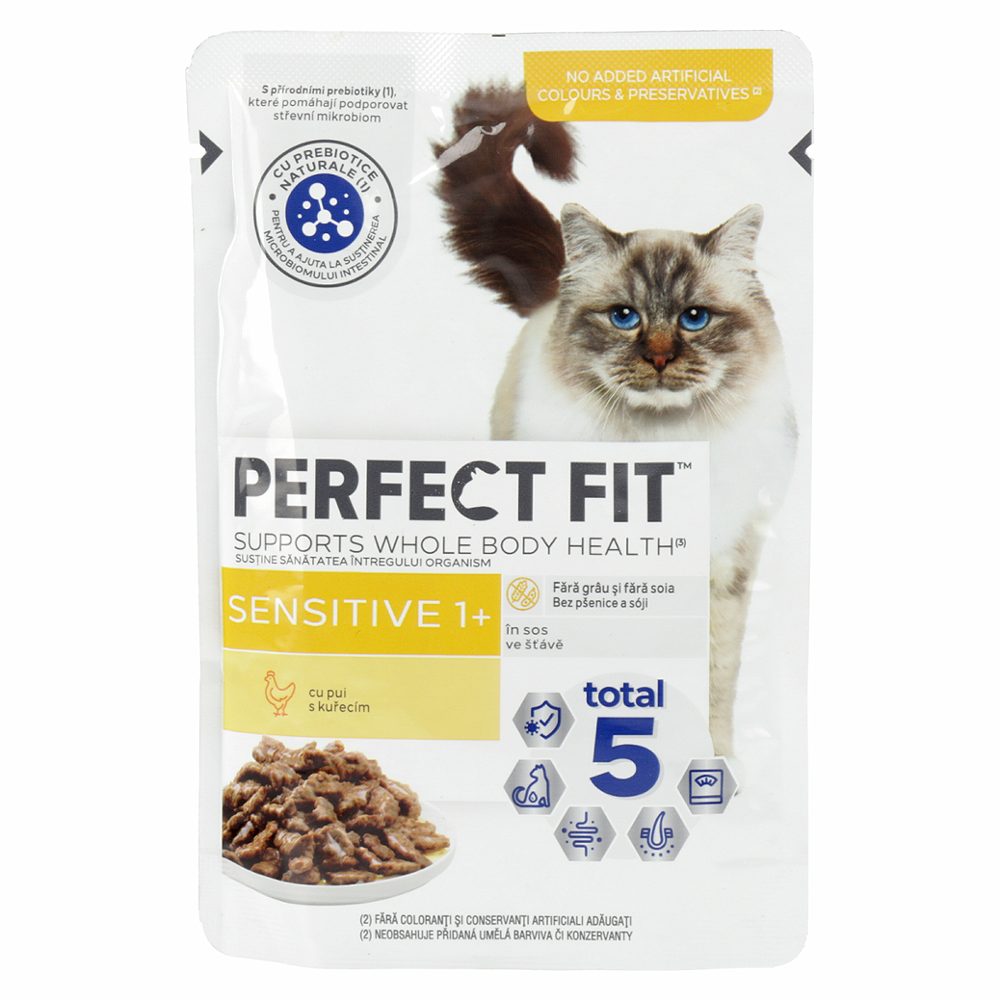 mokra hrana za mačke sensitive 1+ piščanec, perfect fit, 85g