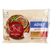 Slika produkta MOKRA HRANA ZA PSE MINI ADULT, PIŠČANEC IN GOVEDINA, PURINA ONE, 4X85G