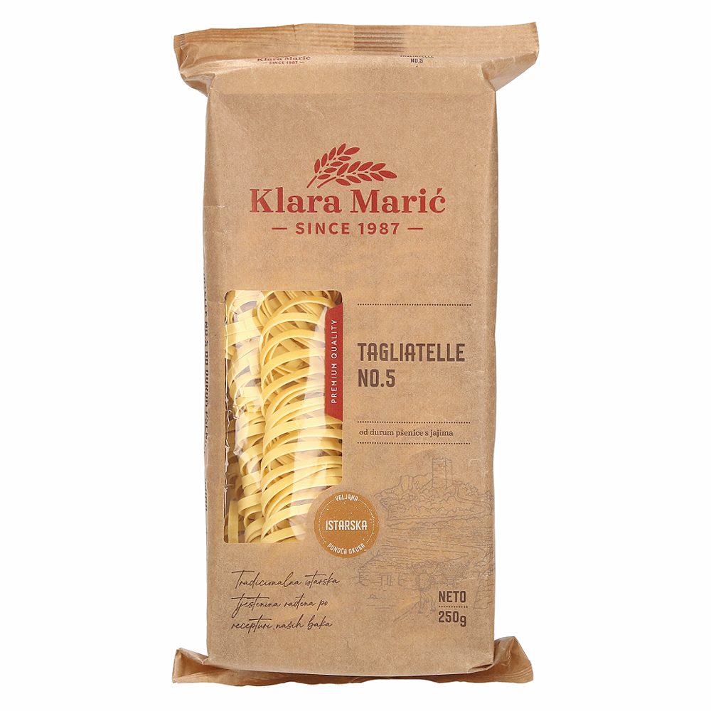 ozke jajčne testenine iz pšeničnega zdroba durum tagliatelle, klara marić, 250g