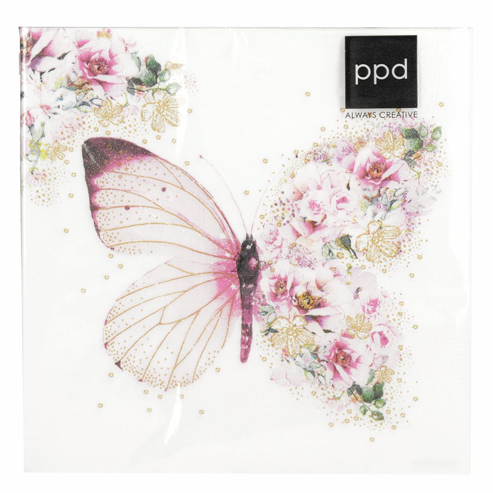 serviete butterfly flowers 3-slojne