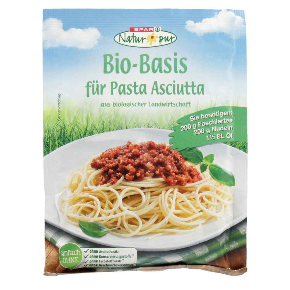 BIO MEŠANICA ZA PRIPRAVO OMAKE ZA TESTENINE PASTA ASCIUTTA, SPAR NATUR*PUR, 42G