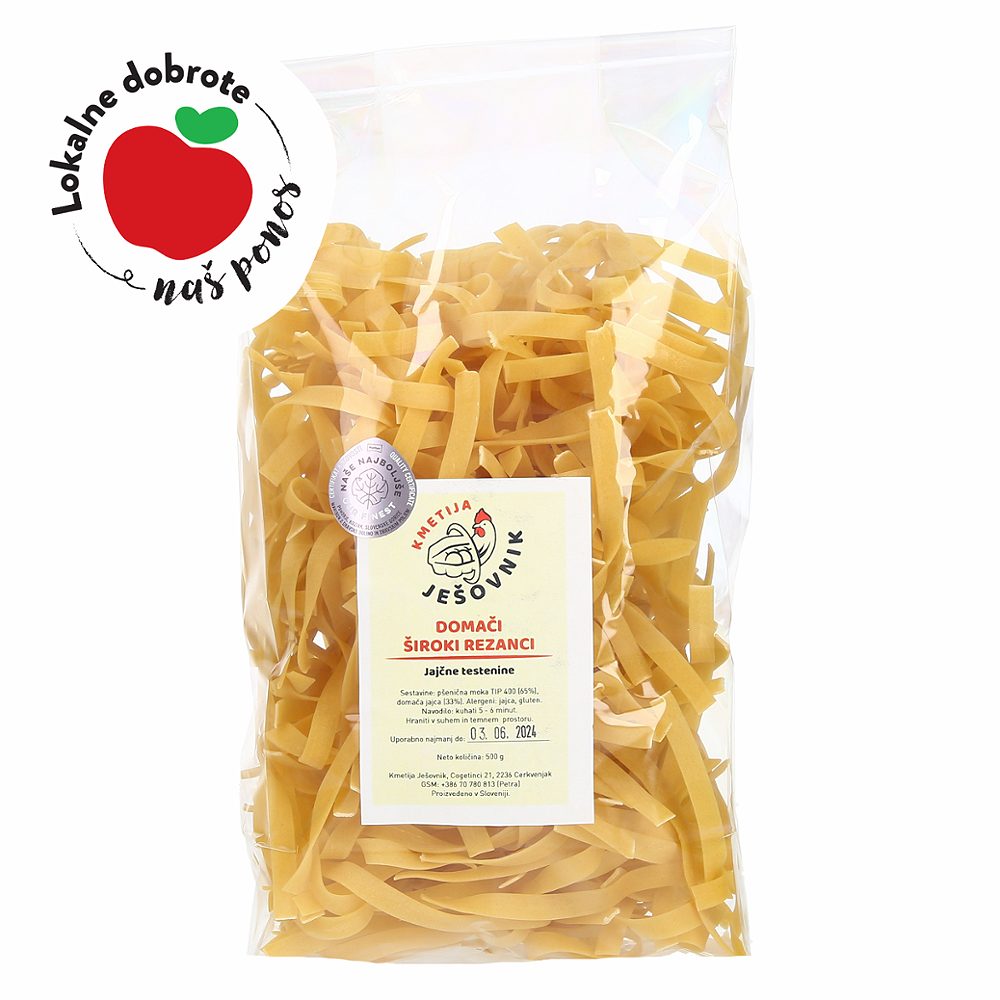 domači široki rezanci, kmetija ješovnik, 500g