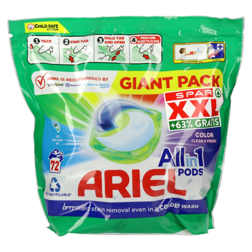KAPSULE ZA PRANJE PERILA ALL IN 1 COLOR , ARIEL, 72/1, XXL Blagovna ...