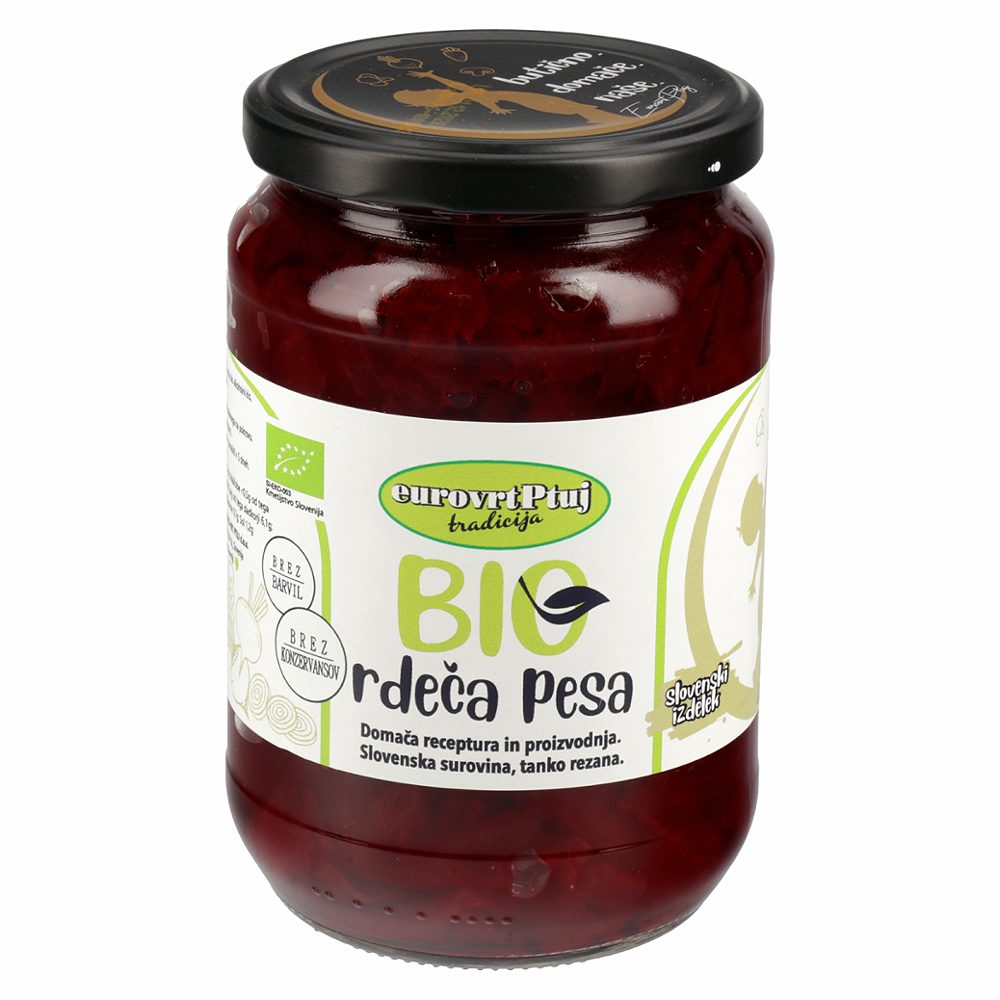 slovenska bio rdeča pesa, tanko rezana, euro-vrt ptuj, 690g