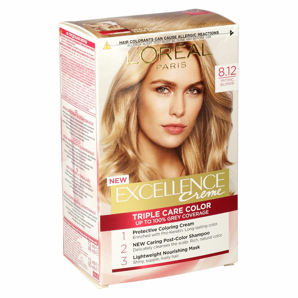 barva za lase 8.12 mythic blonde excellence creme, l´oreal paris