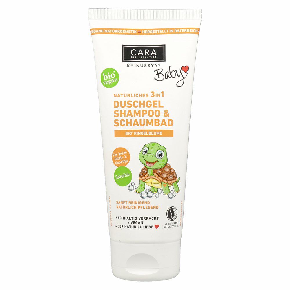 gel za prhanje, šampon in peneča kopel baby sensitive, cara by nussy, 200ml