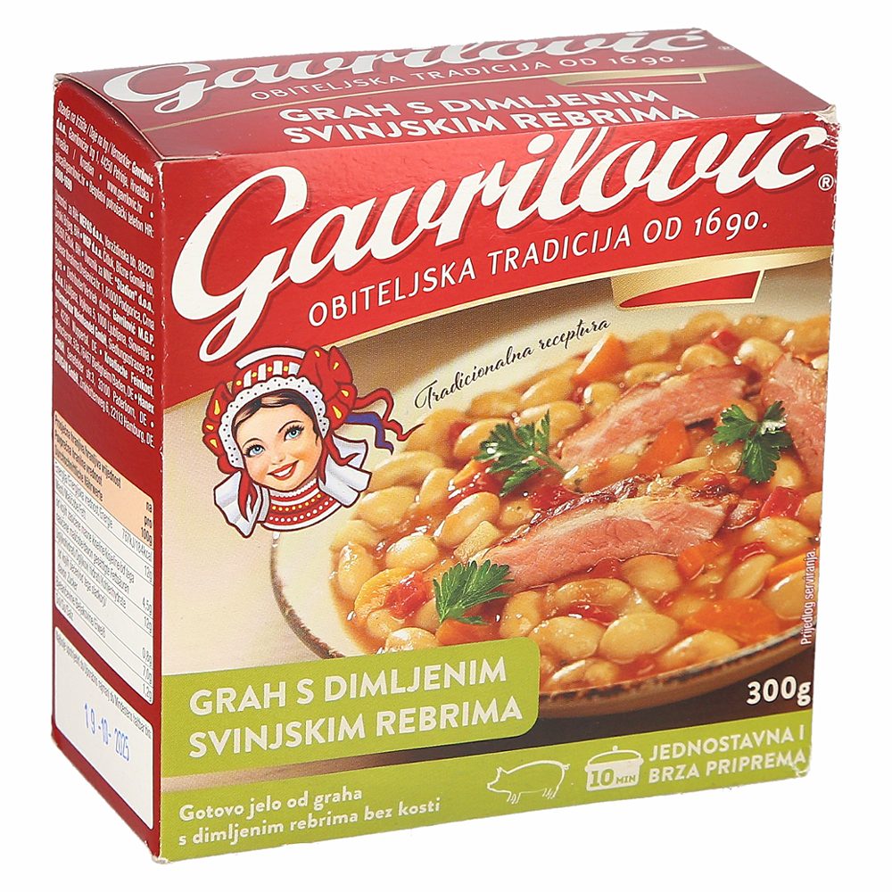 fižol s prekajenimi svinjskimi rebri, gavrilović, 300 g