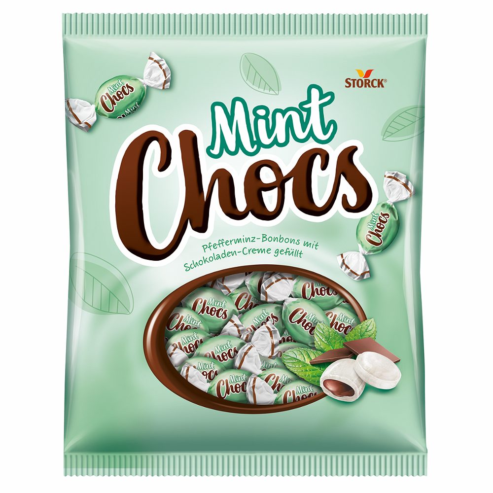 pepermint bonboni s kremnim kakavovim polnilom mint chocs, storck, 425g