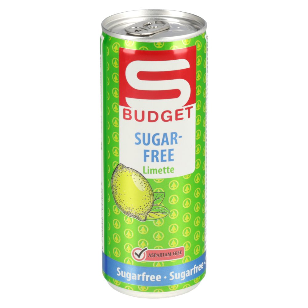 GAZIRANA ENERGIJSKA PIJAČA Z OKUSOM LIMETE, TAVRINOM IN KOFEINOM S SLADILI, S-BUDGET, 250ML