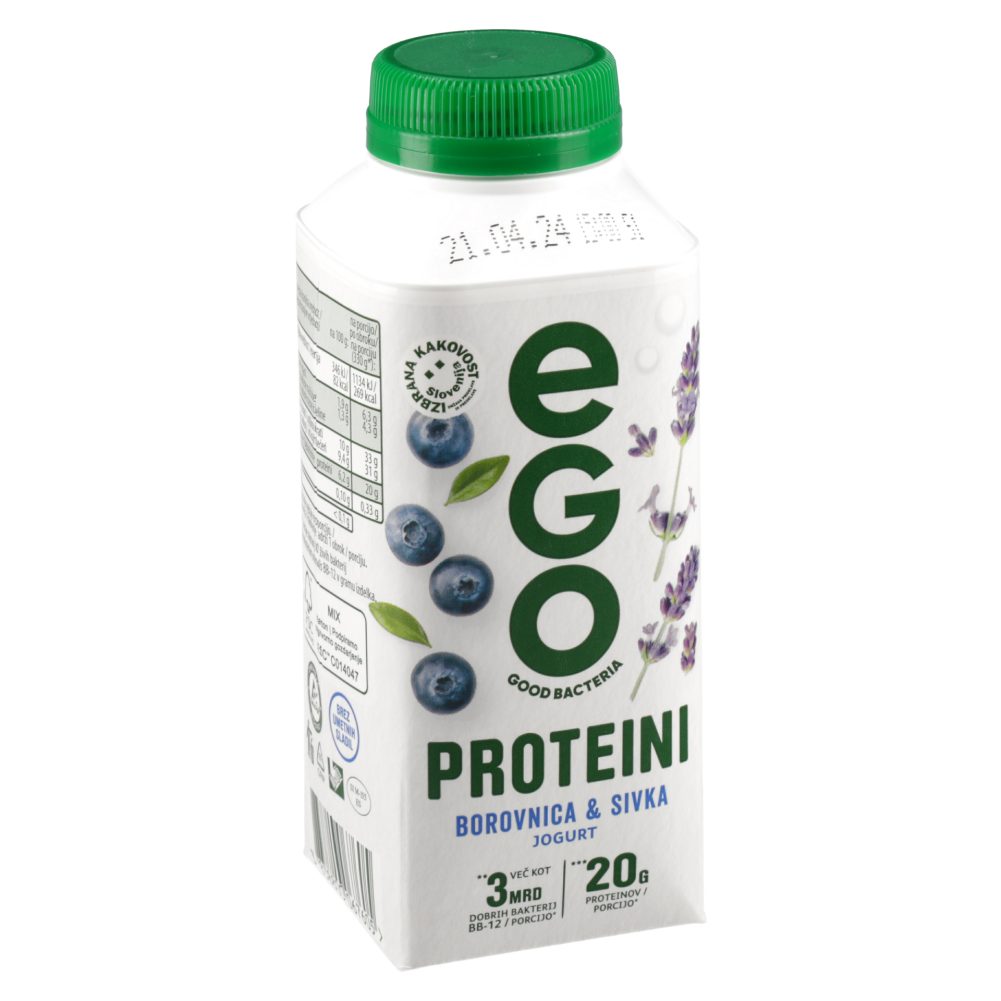 proteinski jogurt, borovnica in sivka, ego, 330 g