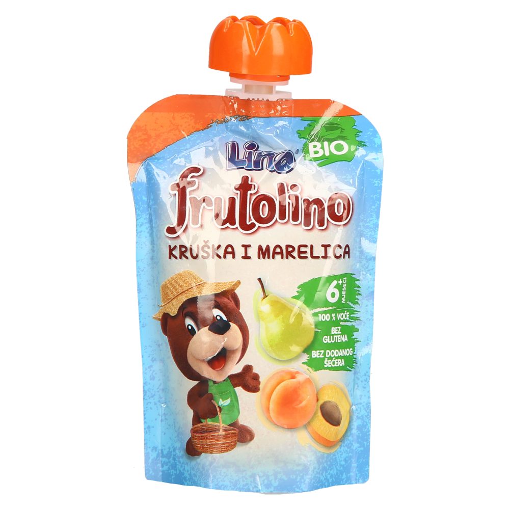 BIO KAŠICA HRUŠKA IN MARELICA FRUTOLINO, LINO, 100G