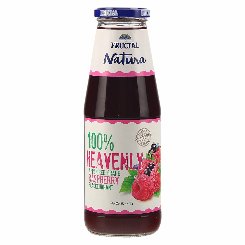 100% sadni sok iz jabolk, rdečega grozdja, malin in črnega ribeza, fructal natura, 0,7l
