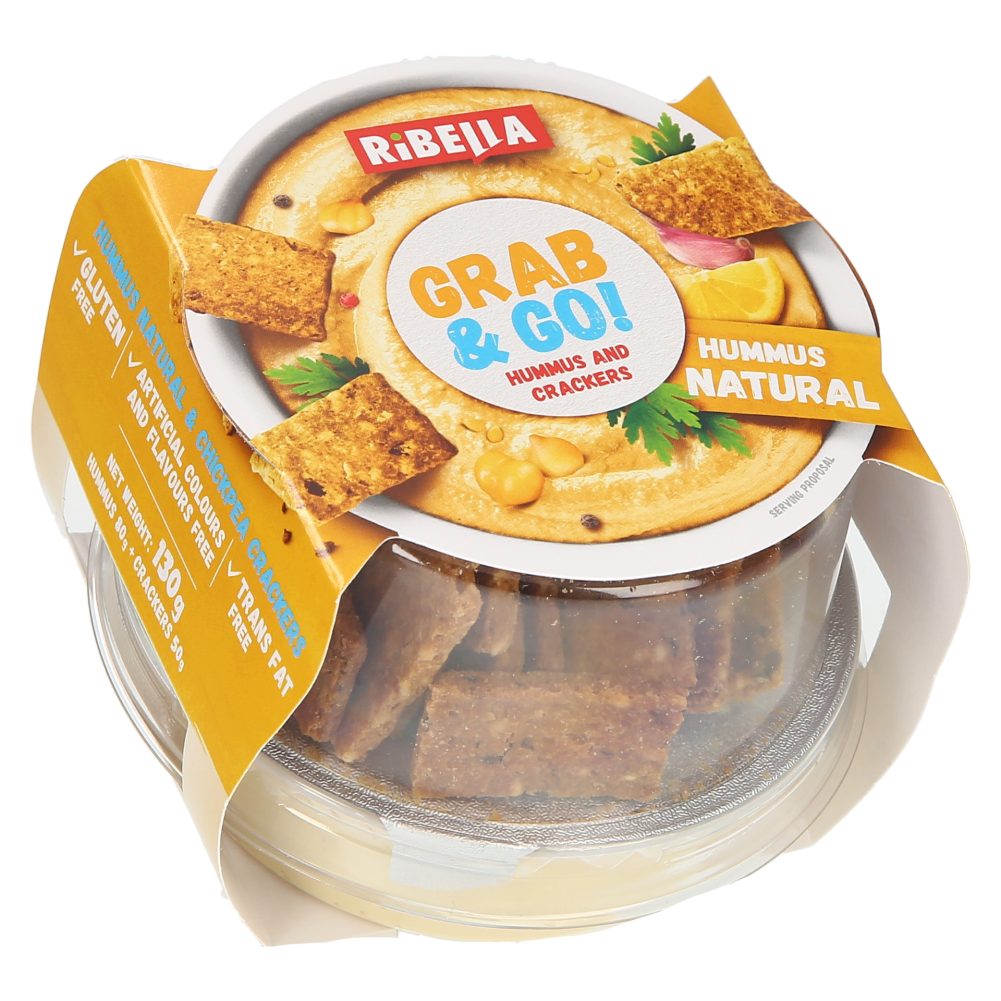 NARAVNI HUMMUS IN KREKERJI IZ ČIČERIKE, GRAB AND GO, RIBELLA, 130G