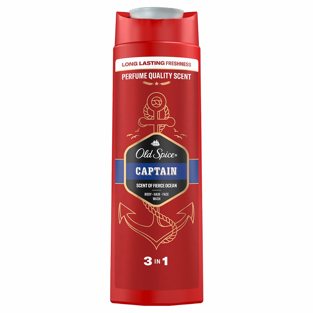 gel za prhanje 3v1 captain, old spice, 400ml