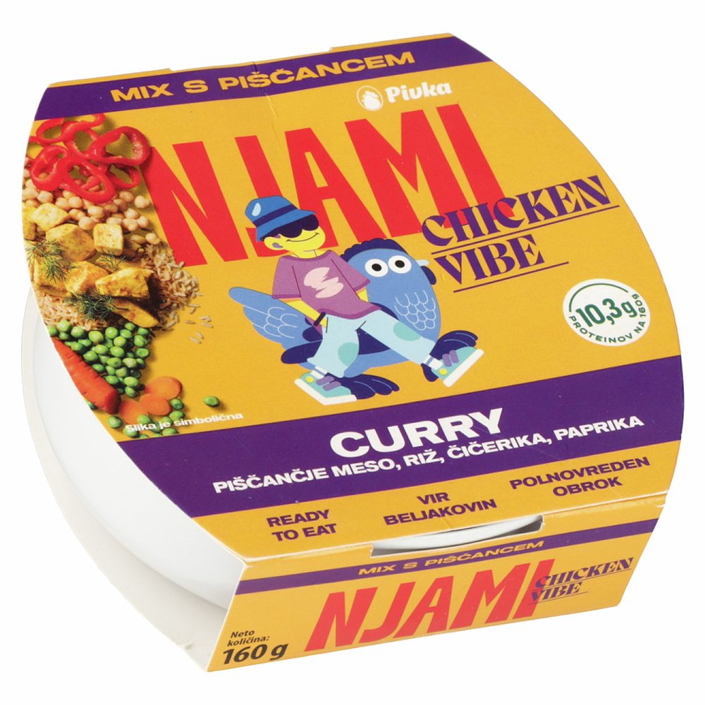 piščančja solata curry z rižem, čičeriko in zelenjavo, njami, 160g