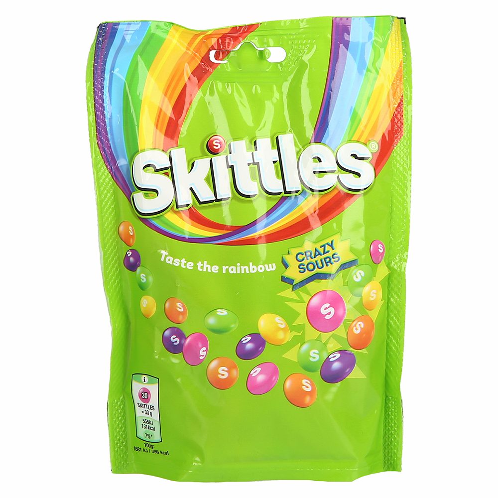 žvečljivi bomboni kislo sadje crazy sours, skittles, 152g
