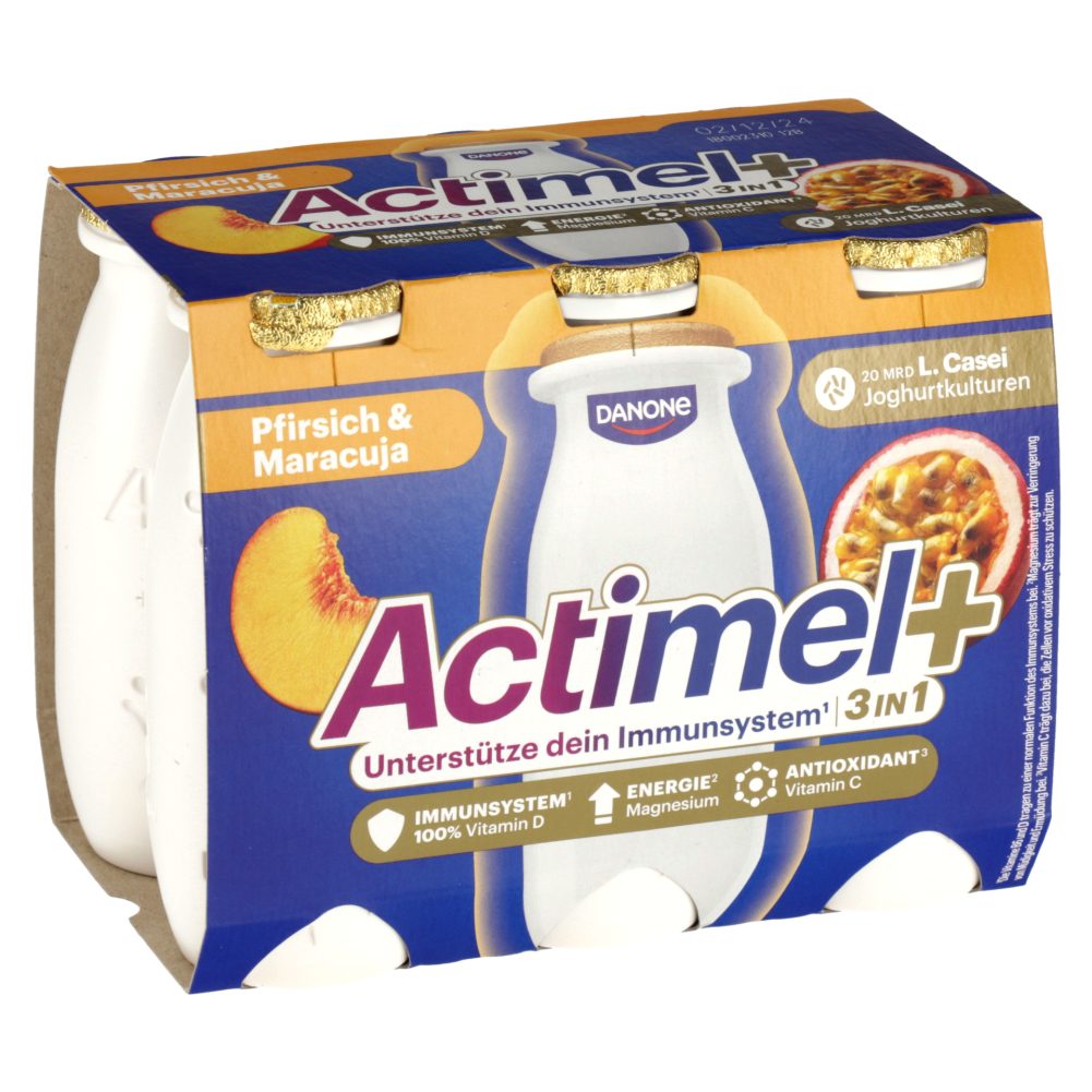 JOGURTOV NAPITEK ACTIMEL 3V1 BRESKEV & MARAKUJA, DANONE, 6X100G