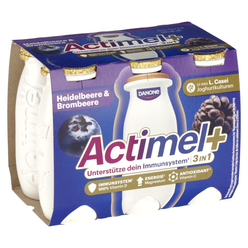 JOGURTOV NAPITEK ACTIMEL 3V1, BOROVNICA & ROBIDA, DANONE, 6X100G