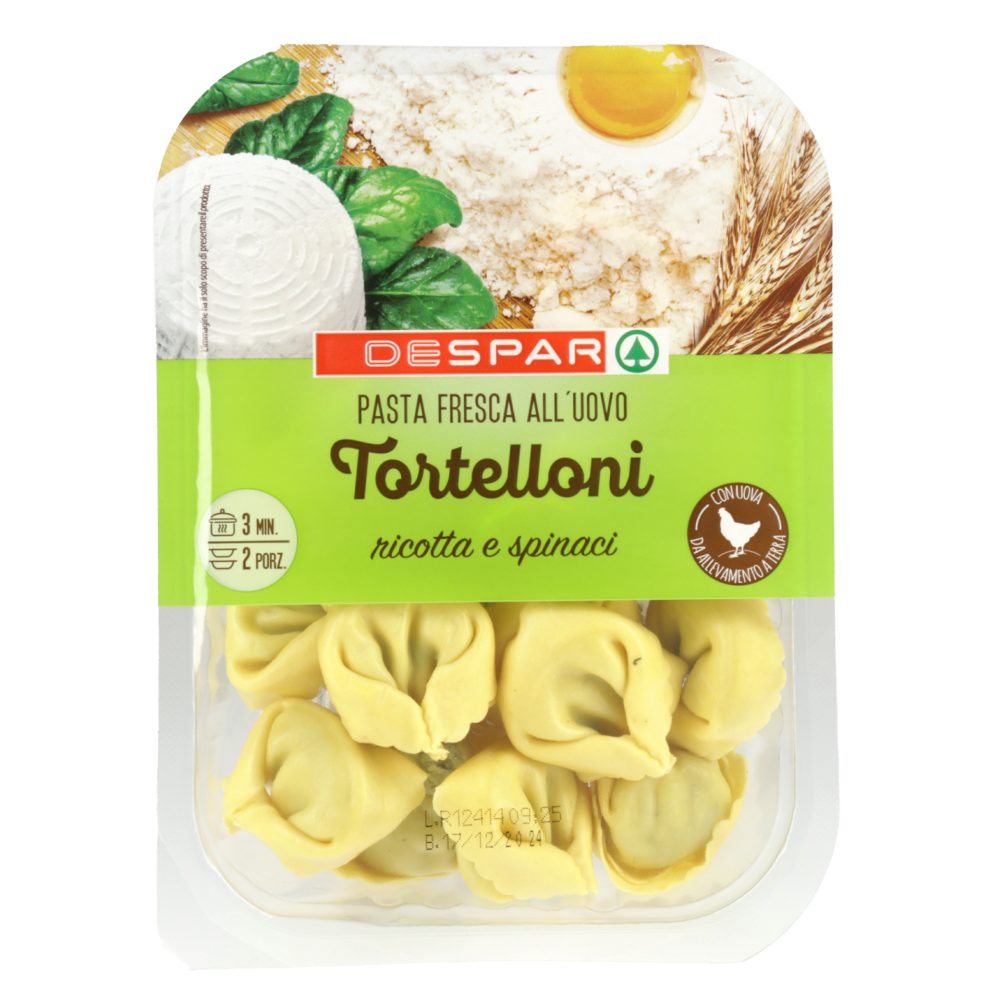 TORTELINI POLNJENI Z RICOTTO IN ŠPINAČO, DESPAR, 250G