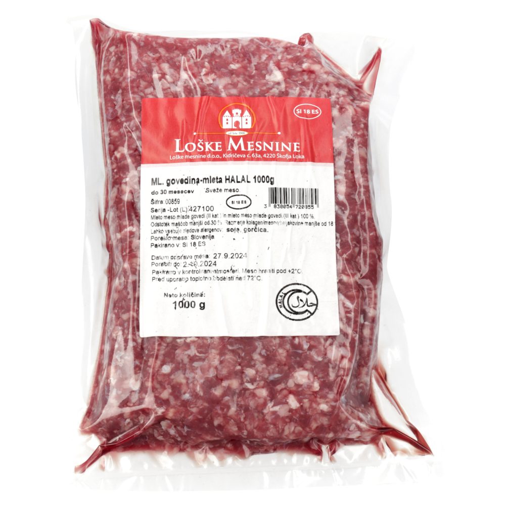 MLETO GOVEJE MESO HALAL, LOŠKE MESNINE, TEHTANO