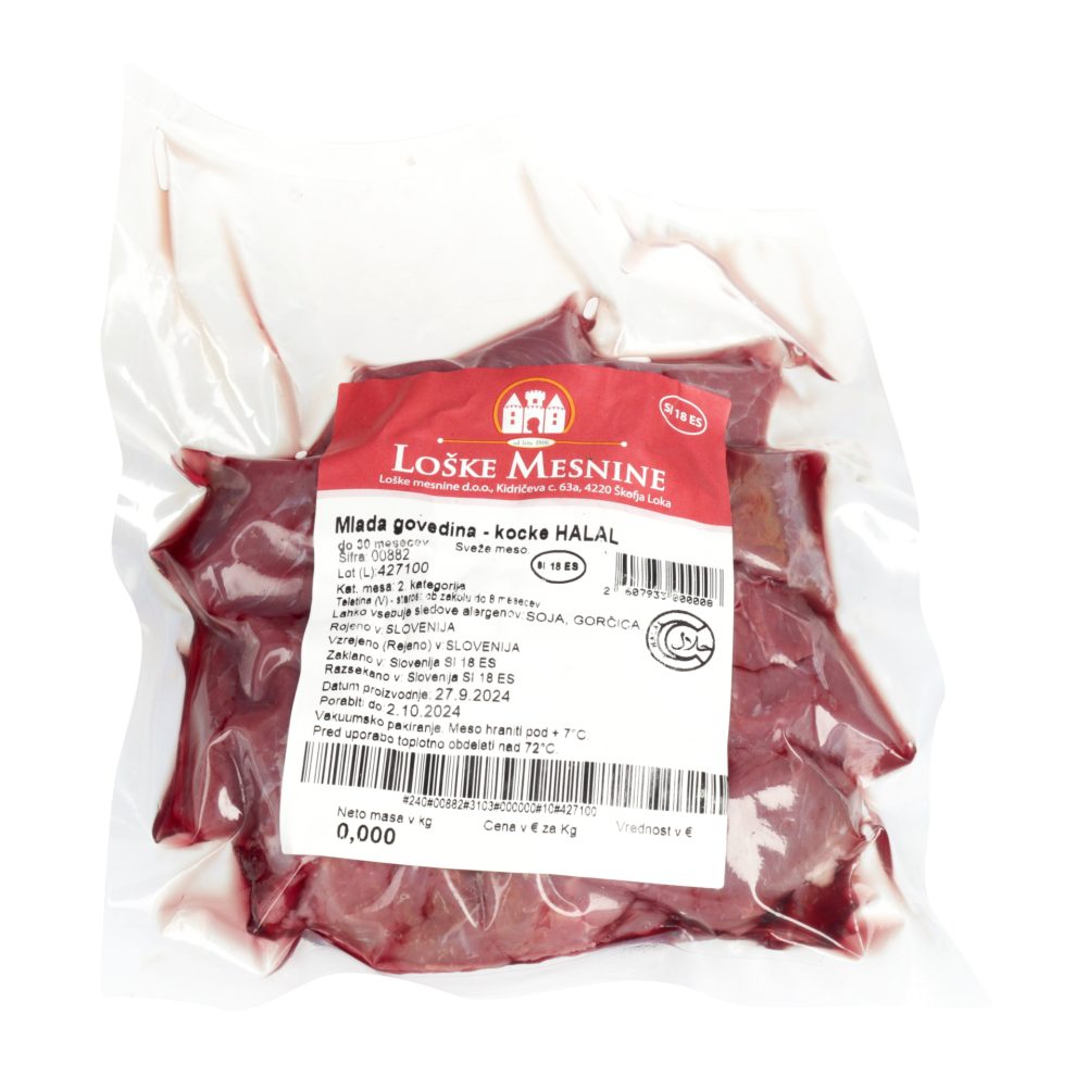 MLADA GOVEDINA KOCKE HALAL, LOŠKE MESNINE, 500G