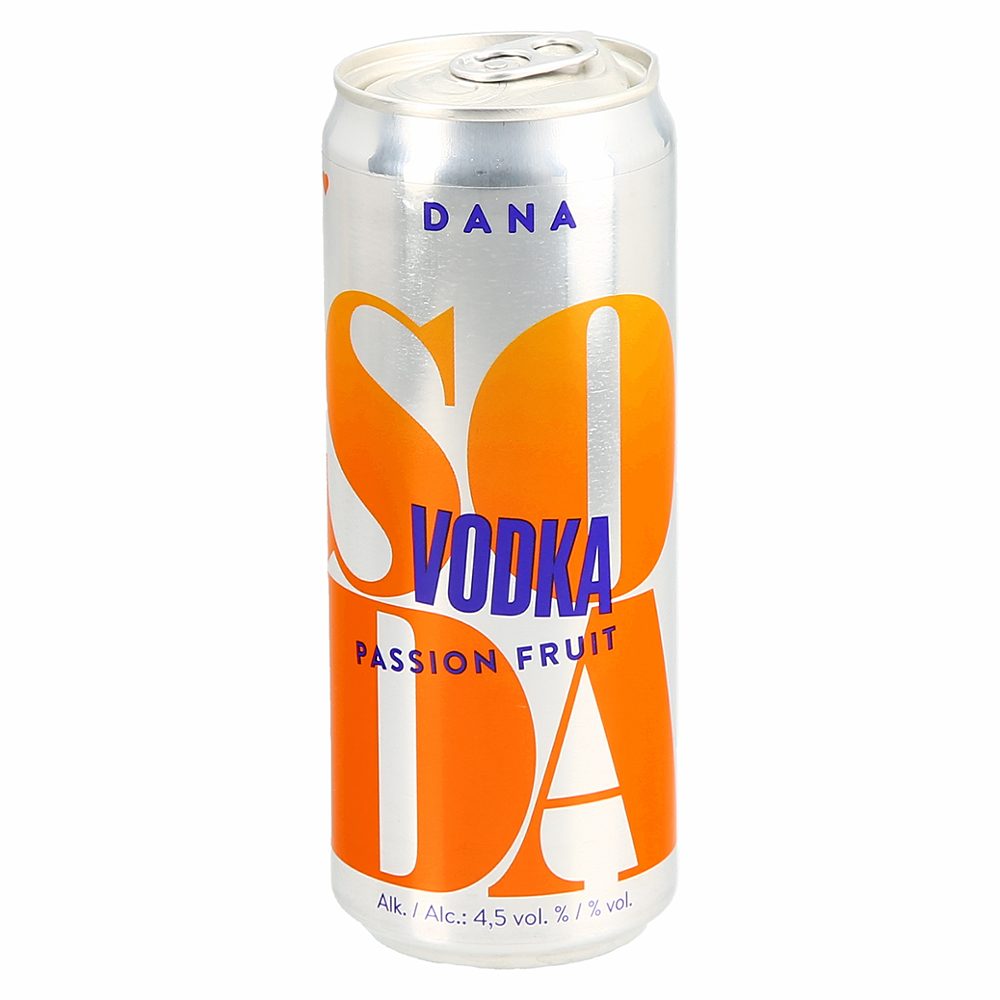 mešana gazirana alkoholna pijača vodka soda passion fruit, dana, 0,33l