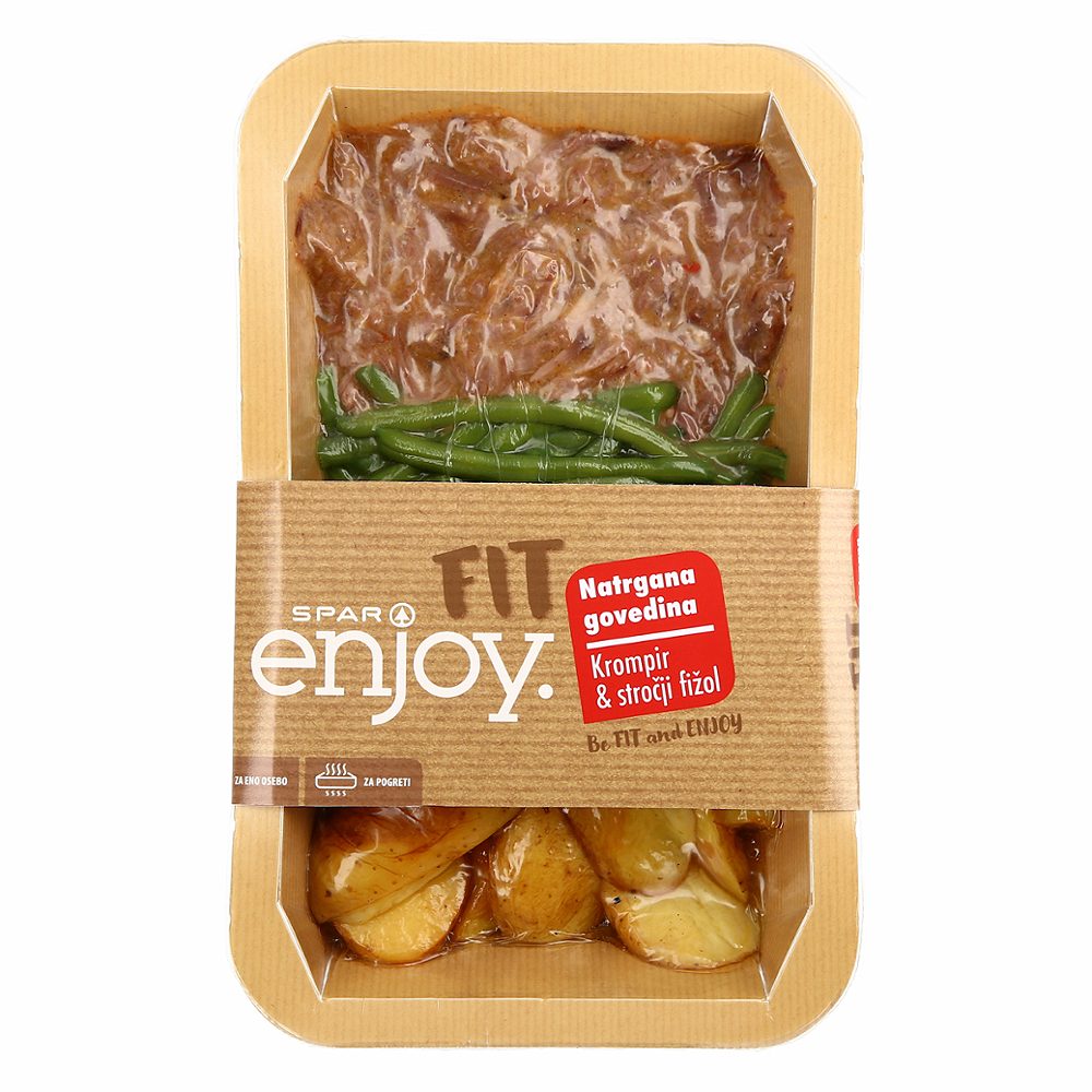 fit natrgana govedina s stročjim fižolom in krompirjem, spar enjoy, 400g