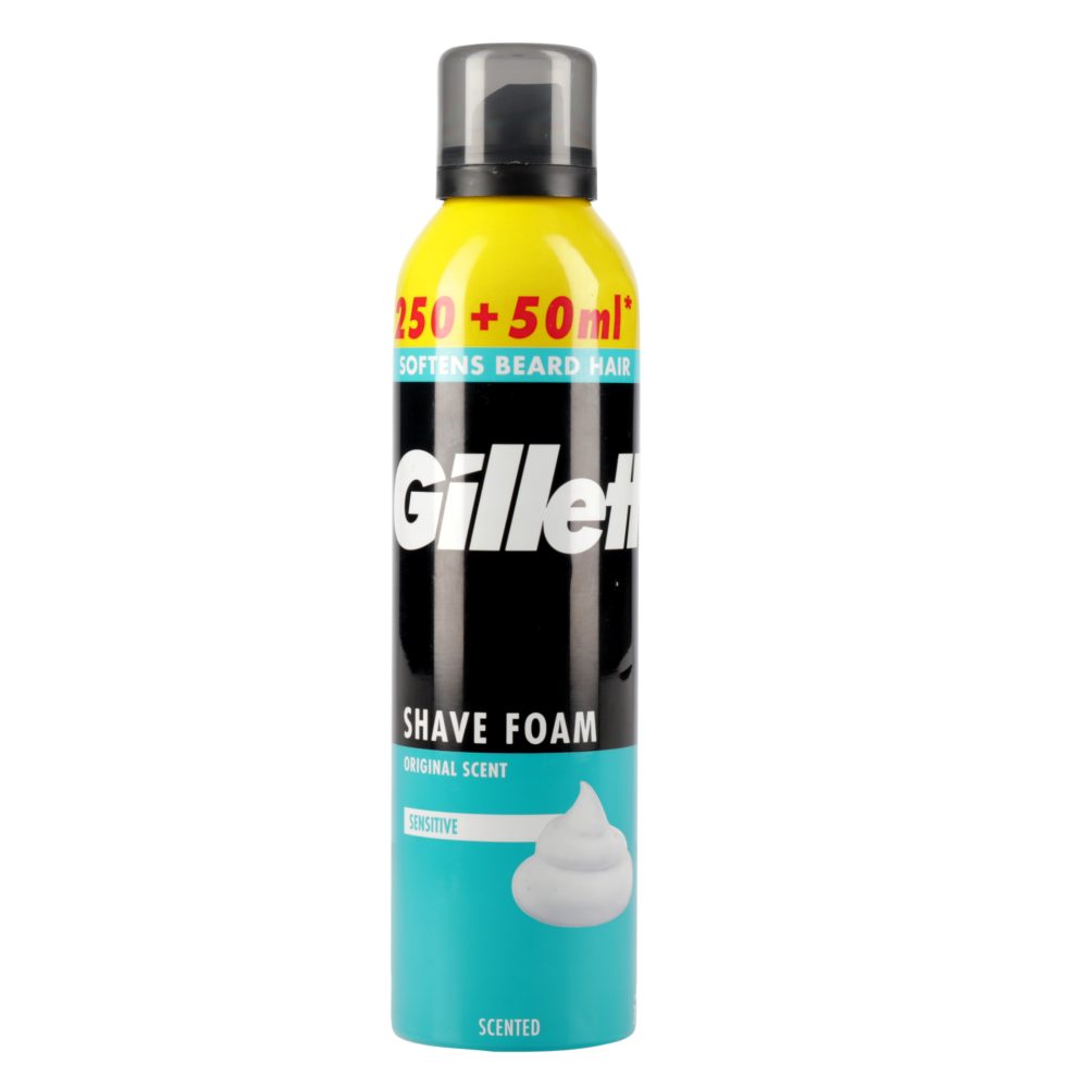 Pena za britje Sensitive, Gillette, 200 + 100 ml