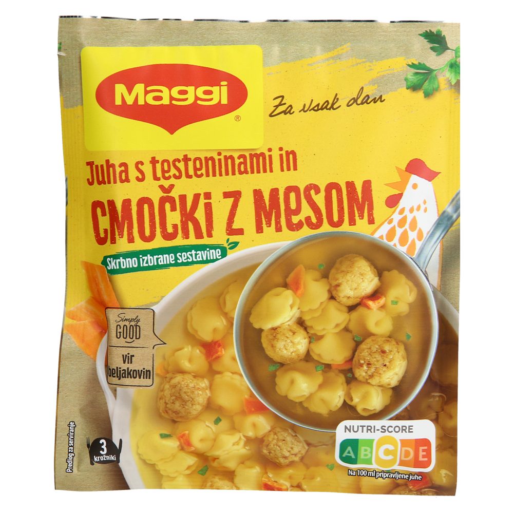 Juha s testeninami in mesnimi cmočki, Maggi, 39 g