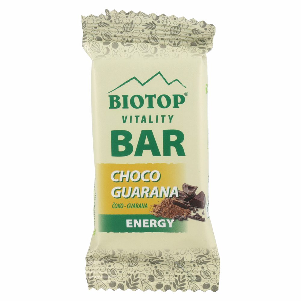 bio ovsena ploščica s koščki čokolada in gvarana, biotop, 40g