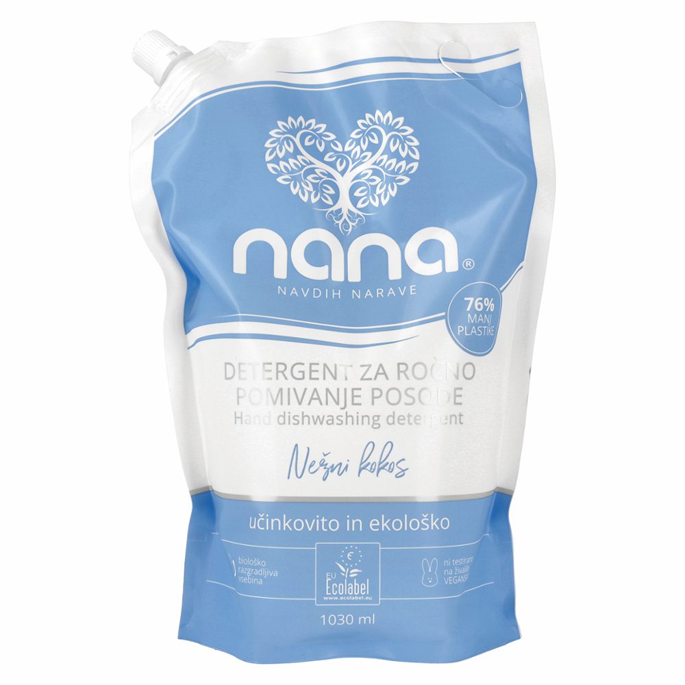 eko detergent za ročno pomivanje posode, kokos, nana, refil, 1,030 l
