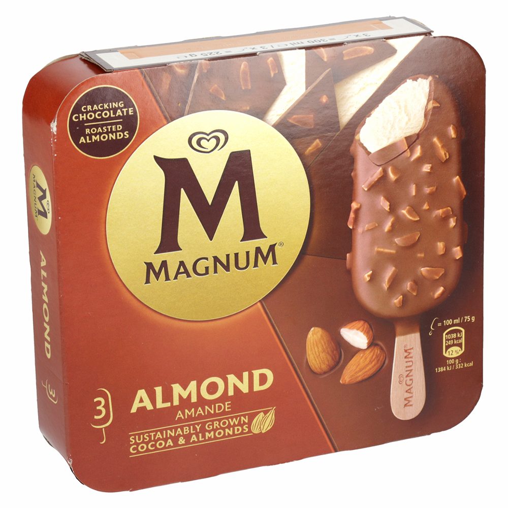 sladoled, mandelj, magnum, 3 x 100 ml