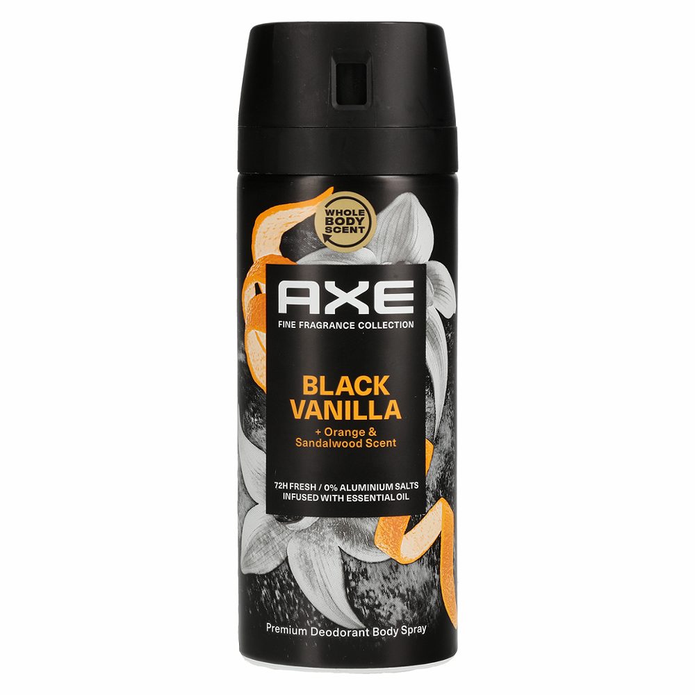 deo sprej black vanilla, axe, 150 ml