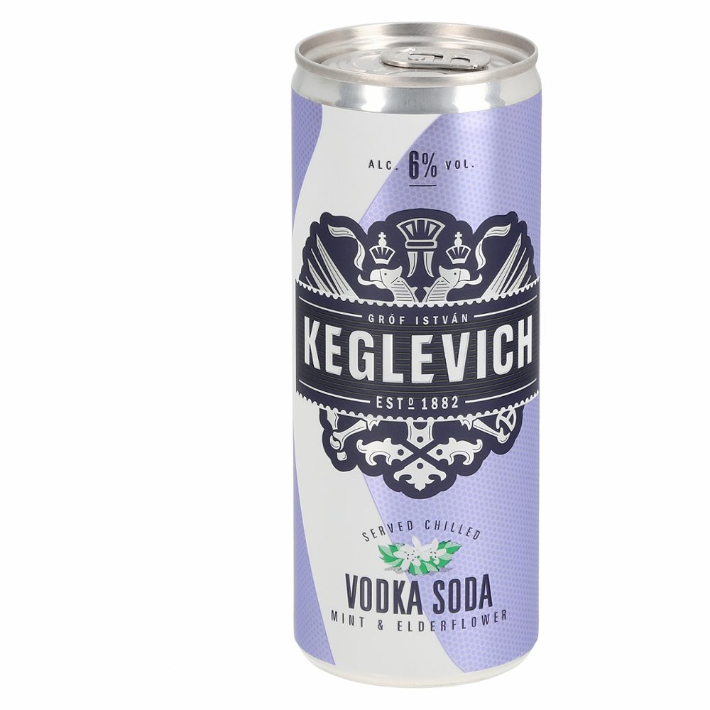 mešana alkoholna pijača, vodka soda z okusom mete in bezga, keglevich, 0,25l