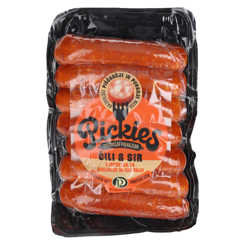 piščančja prekajena klobasa s sirom in čilijem