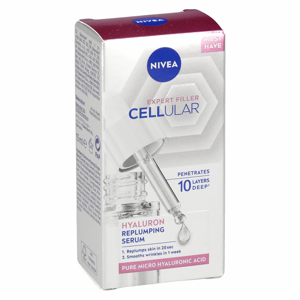 hialuronski serum za obraz cellular expert filler, nivea, 15ml