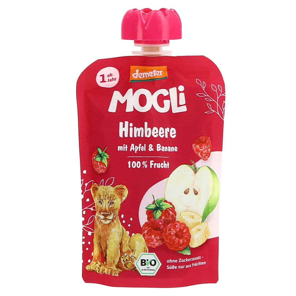 BIO SADNA KAŠICA Z MALINO, JABOLKOM IN BANANO, MOGLI, 100G