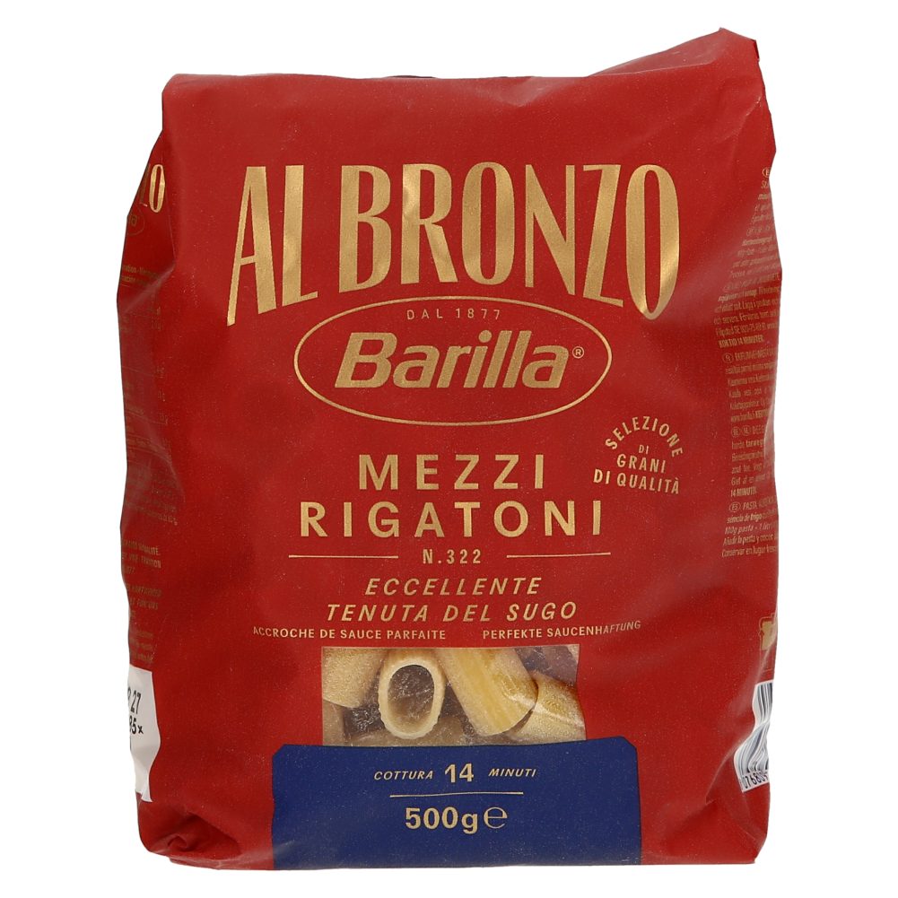 TESTENINE MEZZI RIGATONI AL BRONZO, BARILLA, 500G