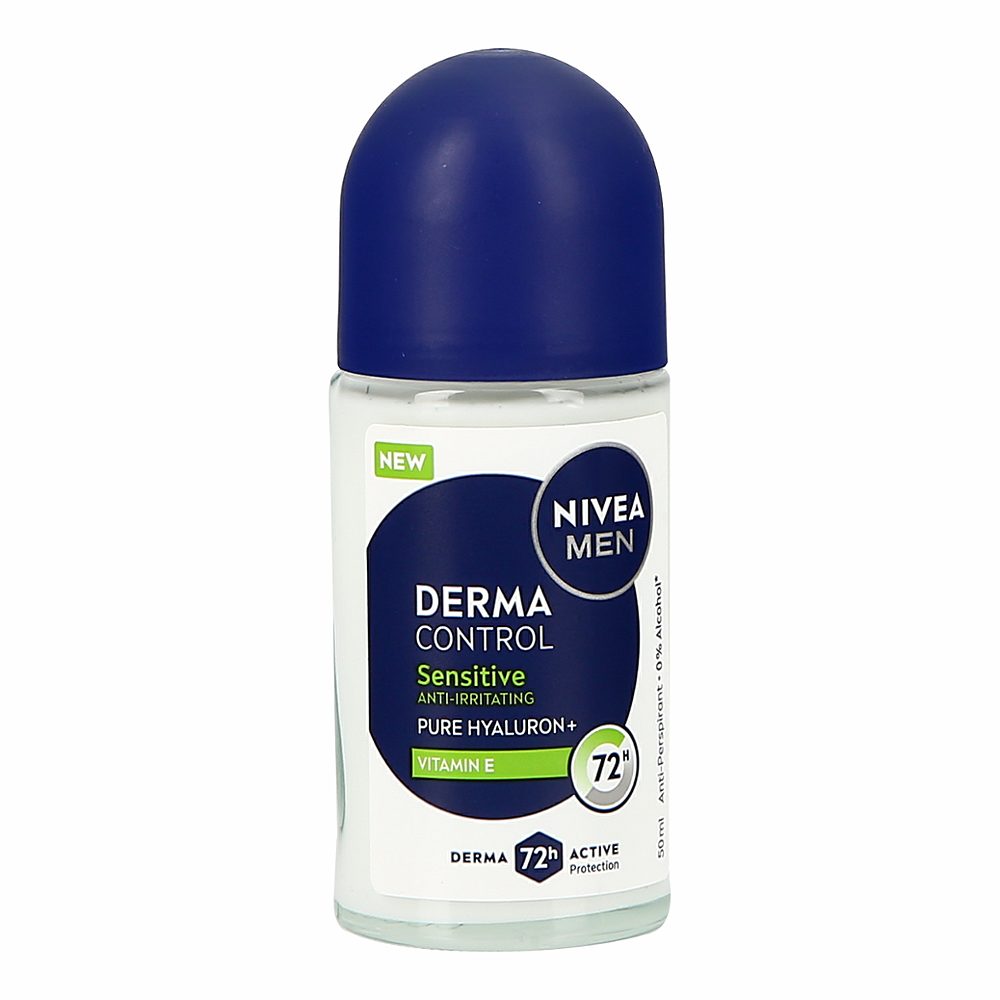 deo roll on derma control sensitive, anti irritation, nivea men, 50ml