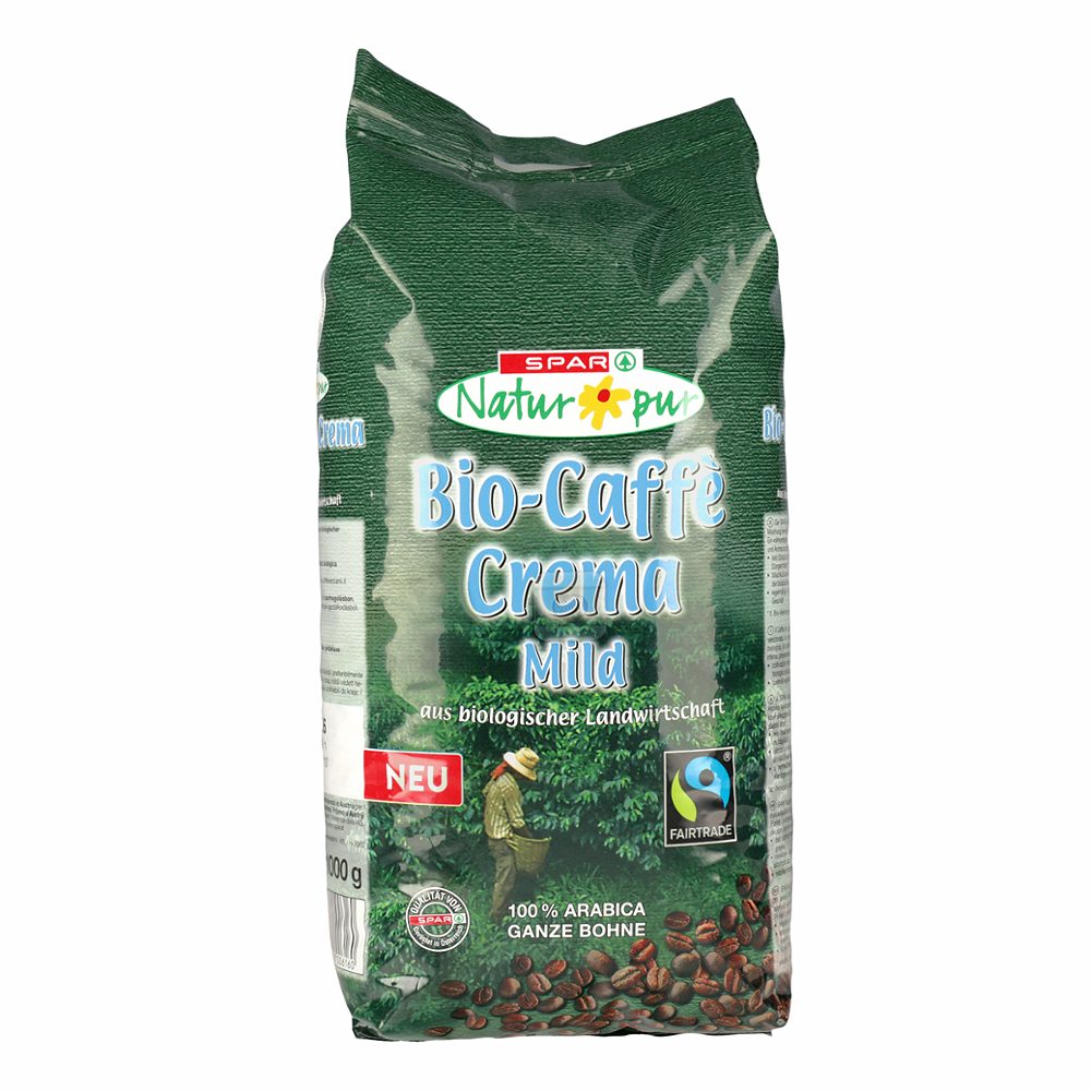 bio pražena kava crema mild v zrnu, spar natur*pur, 1kg