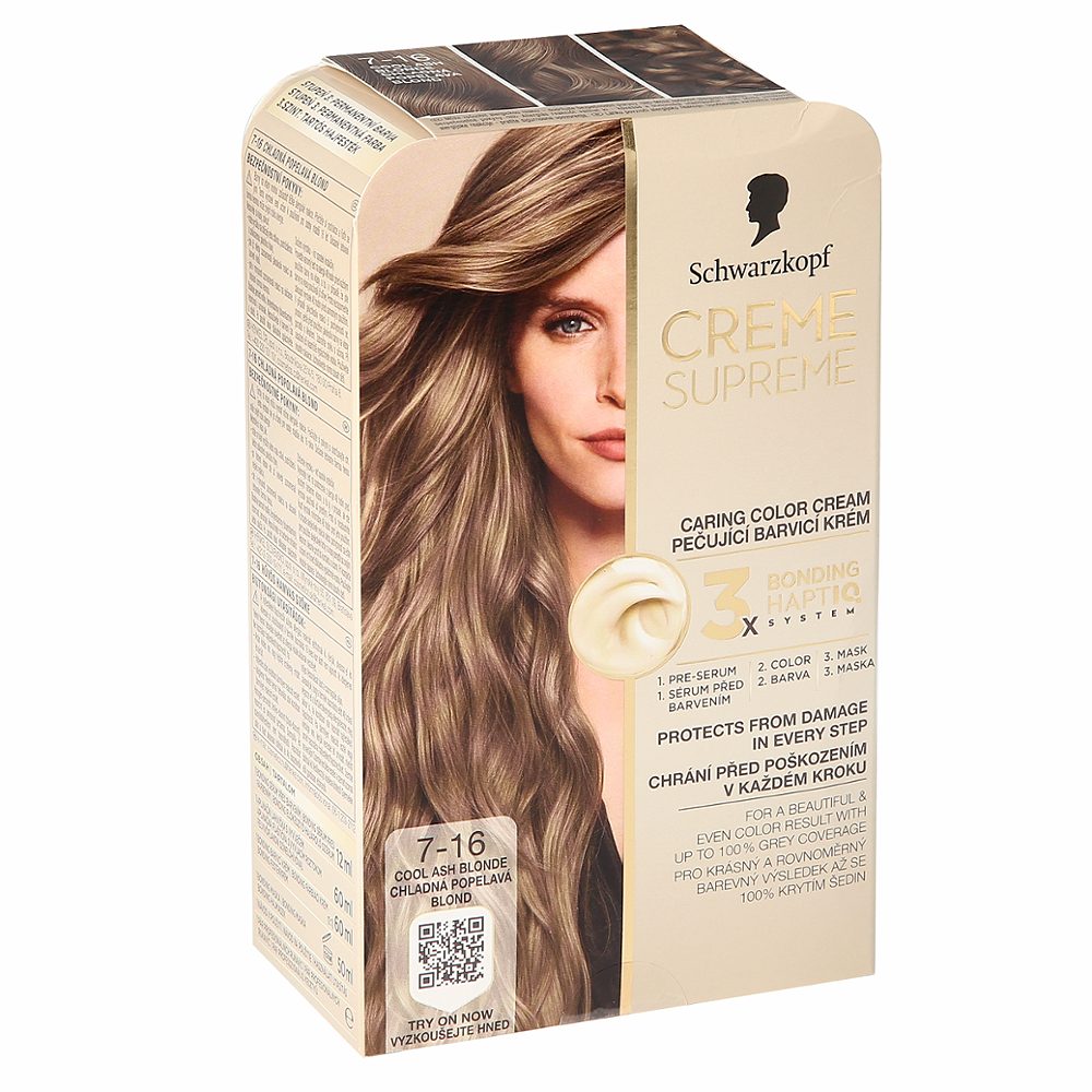 barva za lase 7-16 cool ash dark blonde, creme supreme, schwarzkopf, 1/1