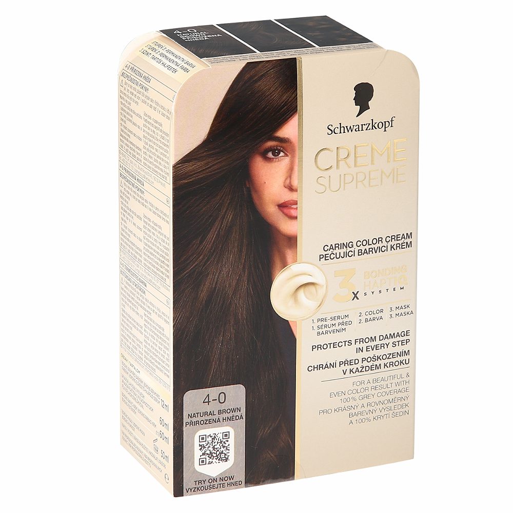barva za lase 4-0 natural dark brown, creme supreme, schwarzkopf, 1/1