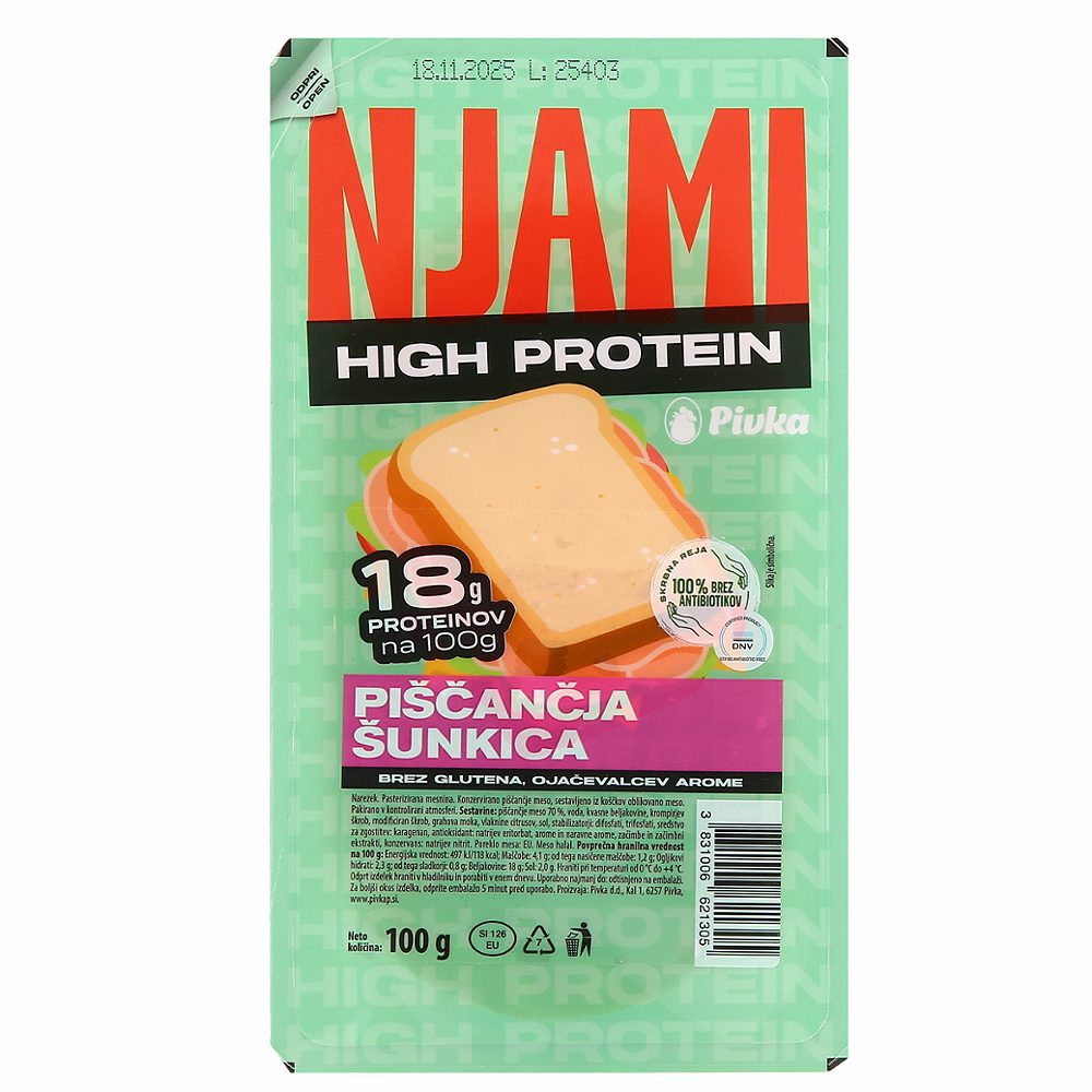 narezek piščančja šunkica high protein, njami, 100 g