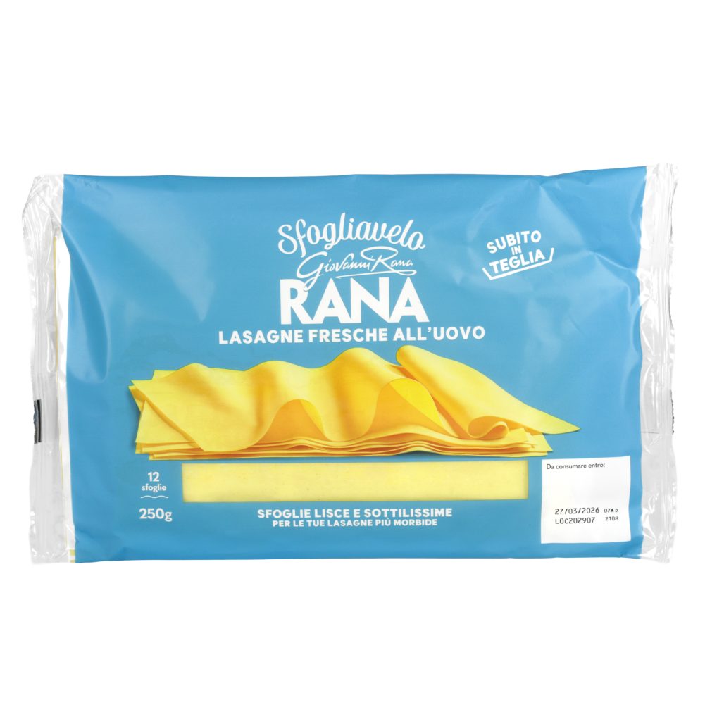 SVEŽE JAJČNE TESTENINE ZA LAZANJO SFOGLIAVELO, RANA, 250G