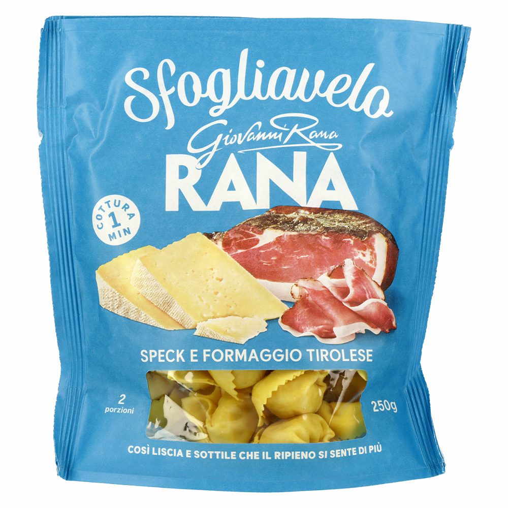 sveže jajčne testenine polnjene s tirolskim špehom in sirom, rana, 250g