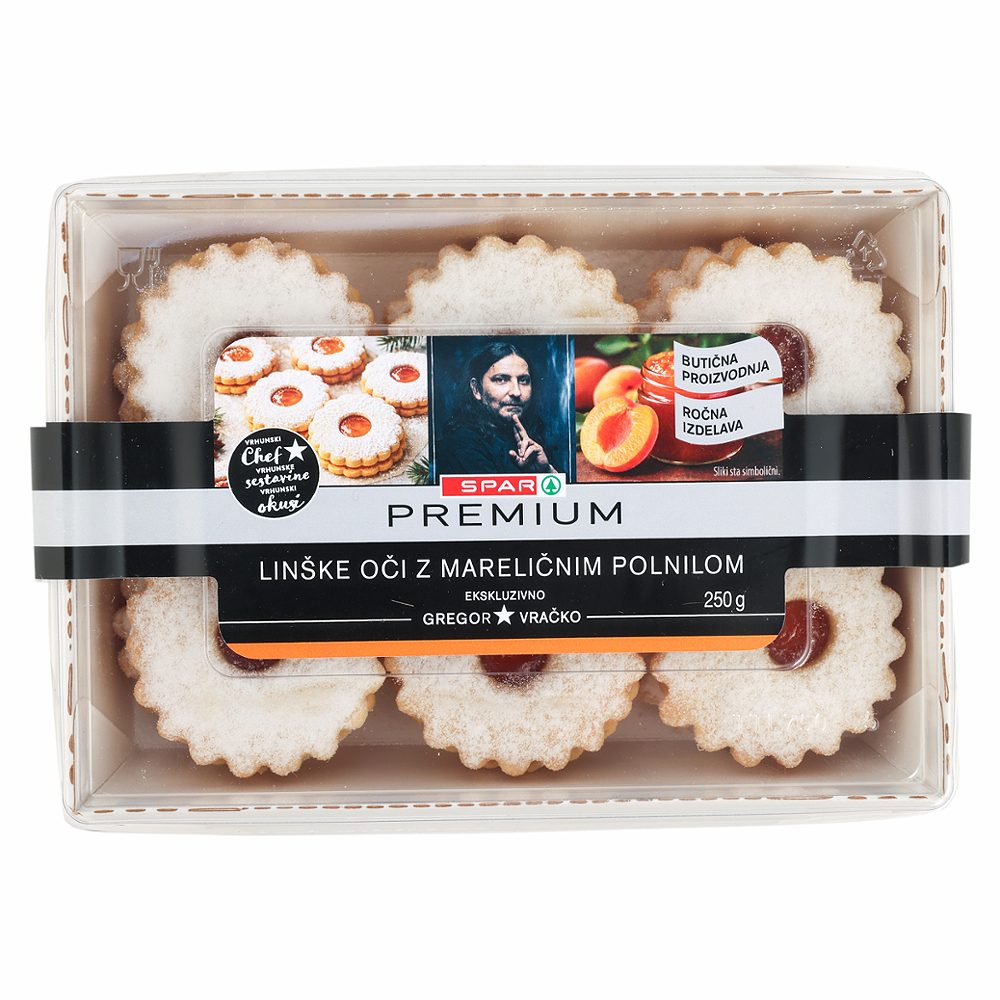 linške oči z mareličnim polnilom, spar premium, 250g