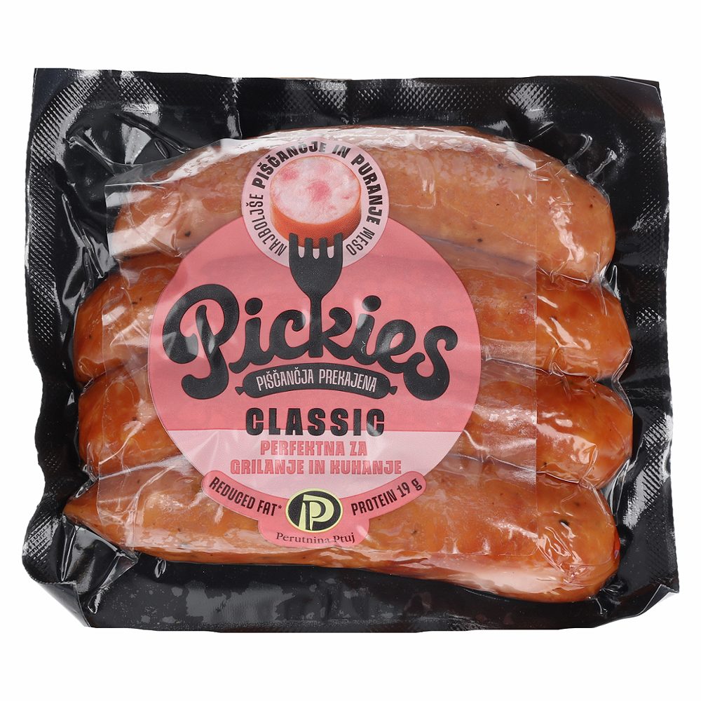 prekajena piščančja klobasica, pickies, pakirana, 210 g