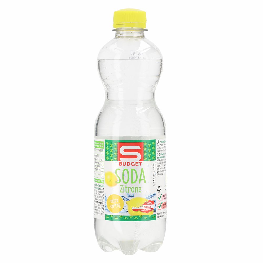 gazirana pijača sodavica z okusom limone, s-budget, 0,5l
