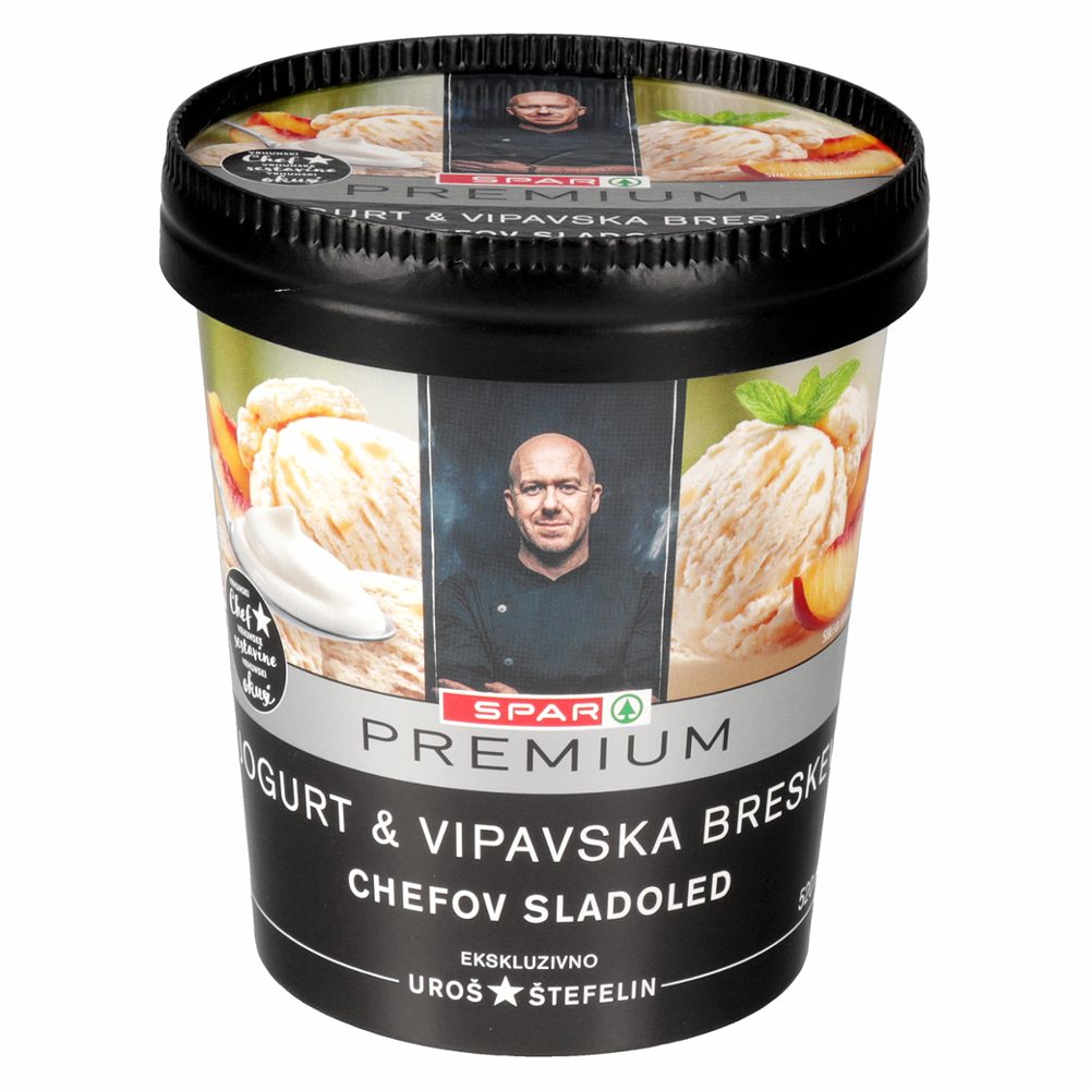 sladoled vipavska breskev, uroš štefelin, spar premium, 520ml