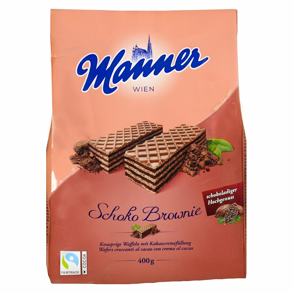 čokoladne napolitanke brownie, manner, 400g
